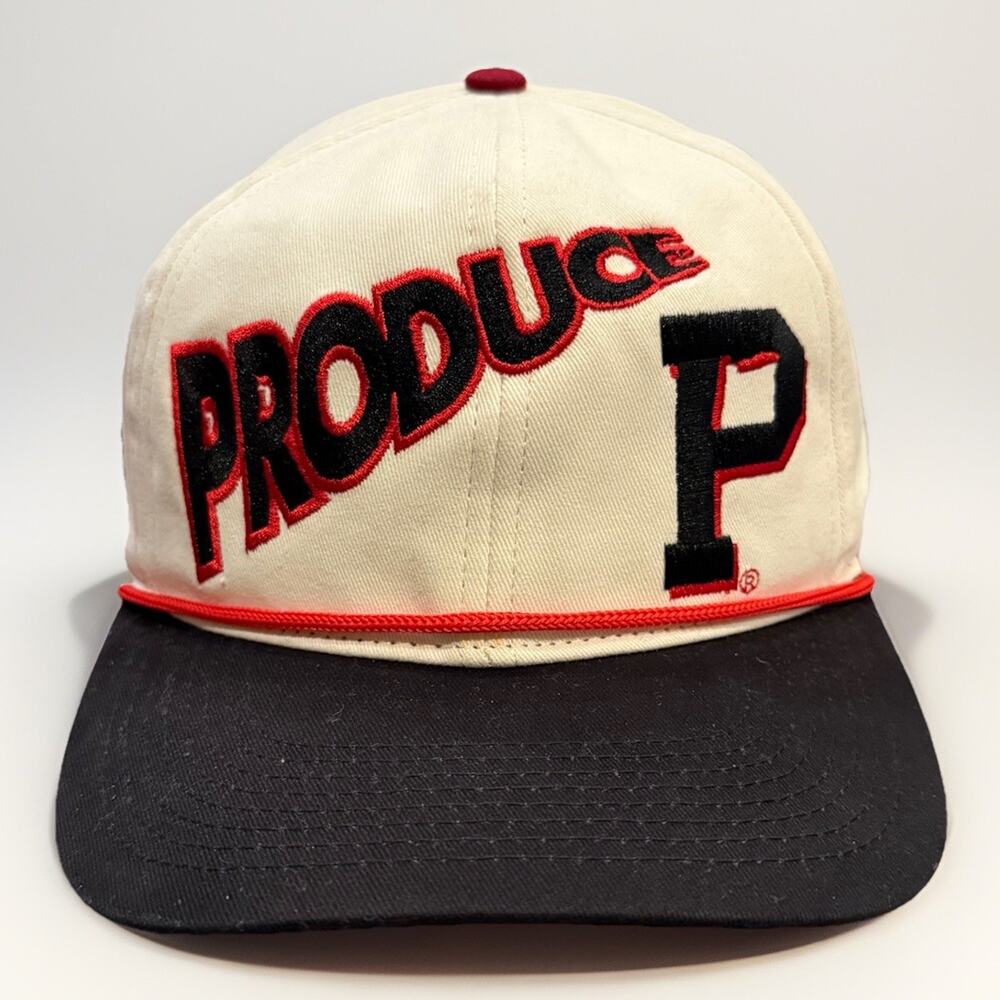 Portland Gear Mens Cream Black“Produce” Rope Adjustable SnapBack Hat NWOT New